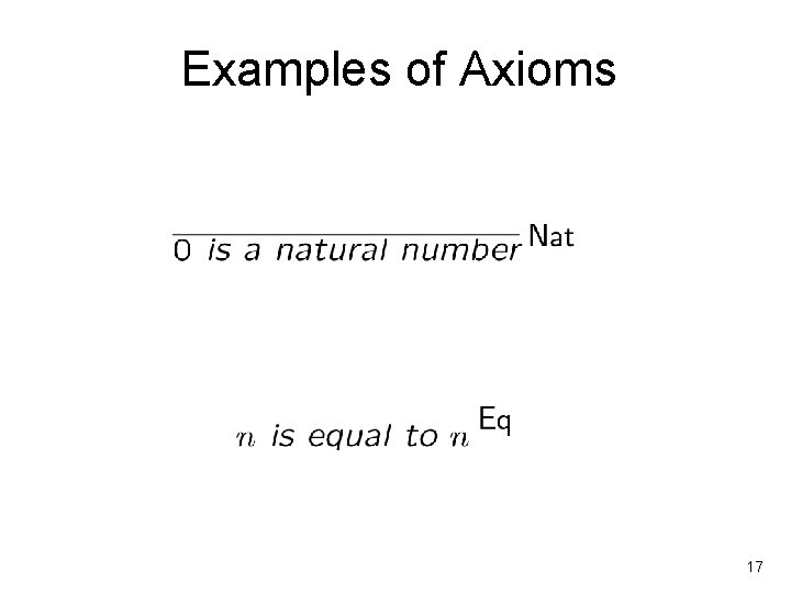 Examples of Axioms 17 