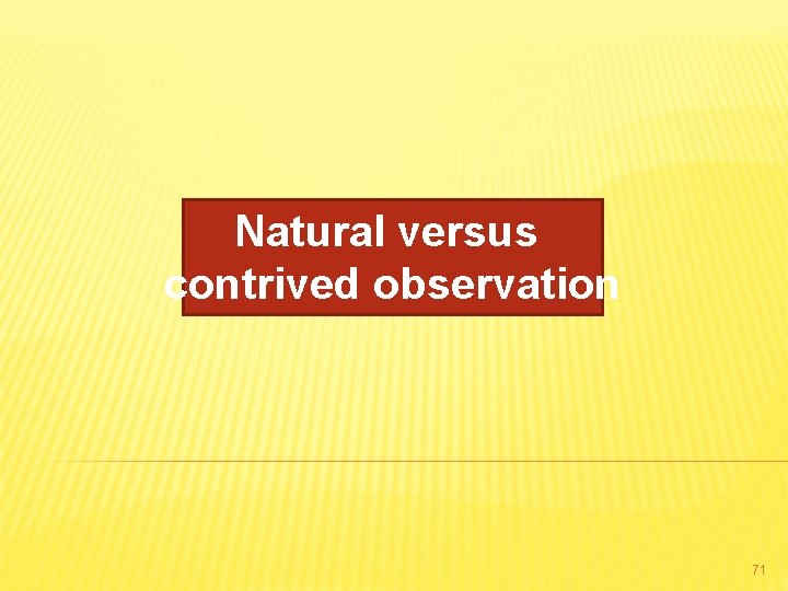 Natural versus contrived observation 71 