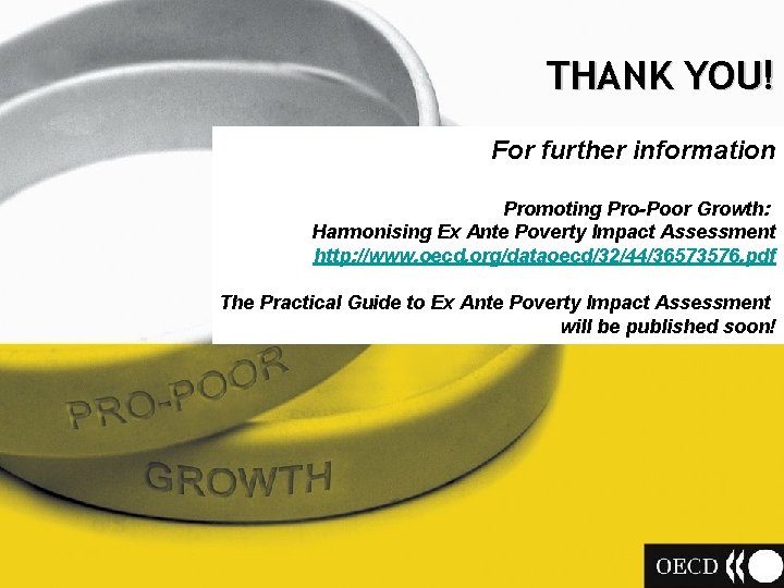 THANK YOU! For further information Promoting Pro-Poor Growth: Harmonising Ex Ante Poverty Impact Assessment