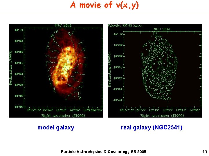 A movie of v(x, y) model galaxy real galaxy (NGC 2541) Particle Astrophysics &