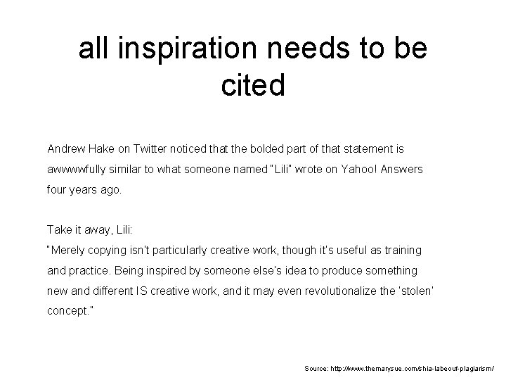 all inspiration needs to be cited Andrew Hake on Twitter noticed that the bolded