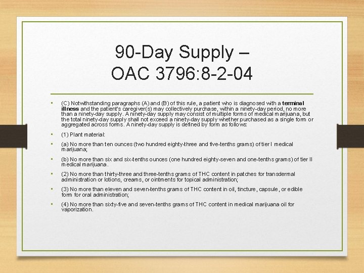 90 -Day Supply – OAC 3796: 8 -2 -04 • (C) Notwithstanding paragraphs (A)