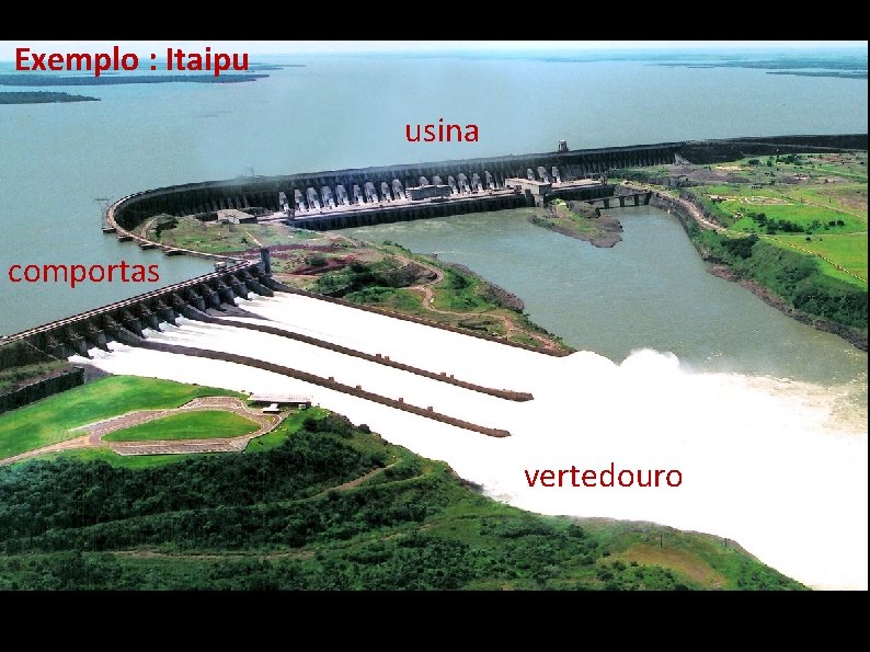 Exemplo : Itaipu usina comportas vertedouro 