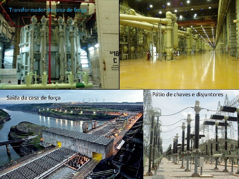Transformador da casa de força Saída da casa de força Pátio de chaves e