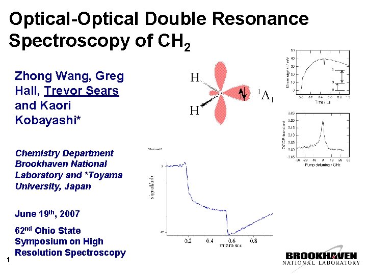 Optical-Optical Double Resonance Spectroscopy of CH 2 Zhong Wang, Greg Hall, Trevor Sears and