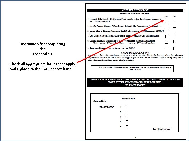 Kappa Alpha Psi Fraternity, Incorporated Southwestern Province Instruction for completing the credentials Check all