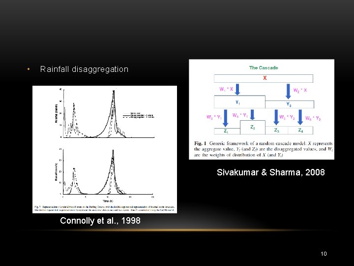  • Rainfall disaggregation Sivakumar & Sharma, 2008 Connolly et al. , 1998 10