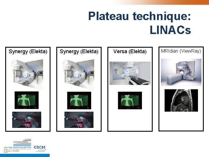 Plateau technique: LINACs Synergy (Elekta) Versa (Elekta) MRIdian (View. Ray) Plateau technique: LINACs Synergy (Elekta) Versa (Elekta) MRIdian (View. Ray)