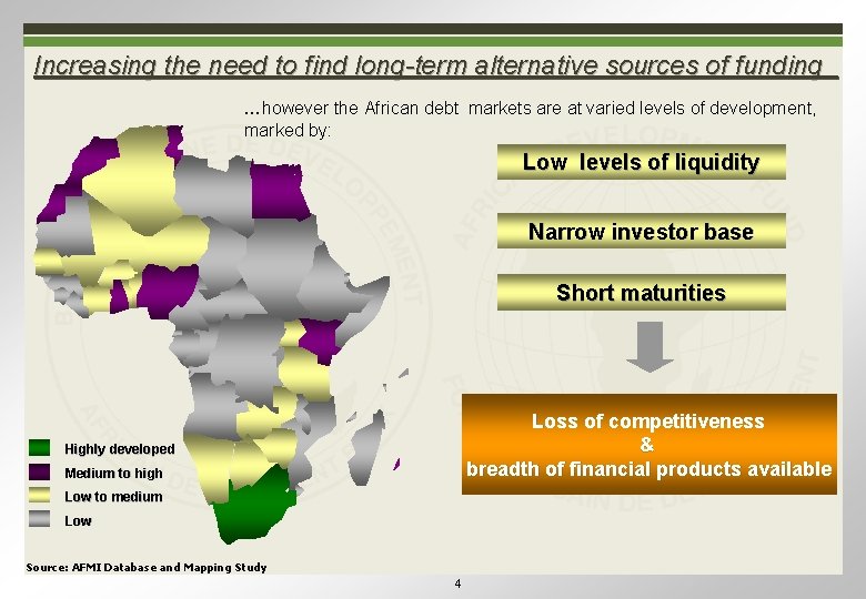 Increasing the need to find long-term alternative sources of funding …however the African debt