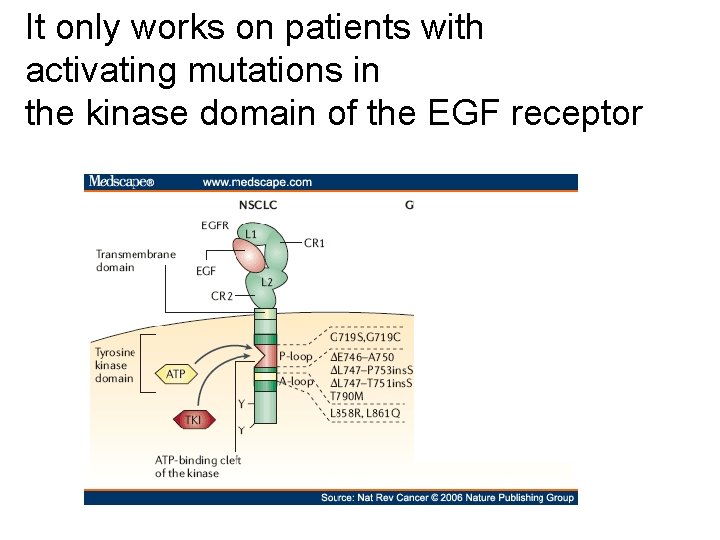 It only works on patients with activating mutations in the kinase domain of the