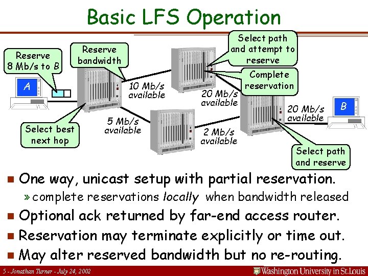 Basic LFS Operation Reserve 8 Mb/s to B Reserve bandwidth A Select best next