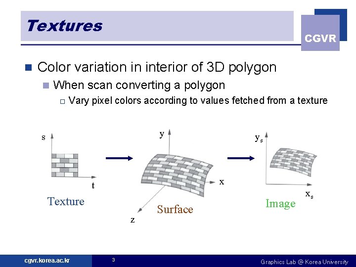 Textures n CGVR Color variation in interior of 3 D polygon n When scan