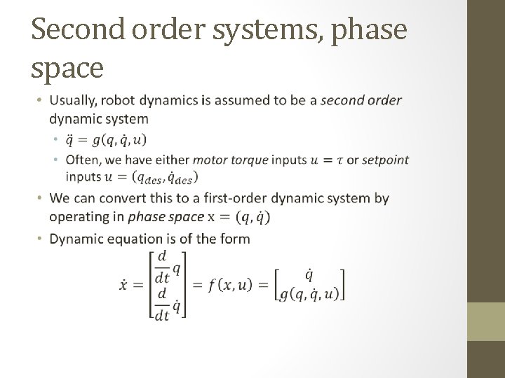 Second order systems, phase space • 