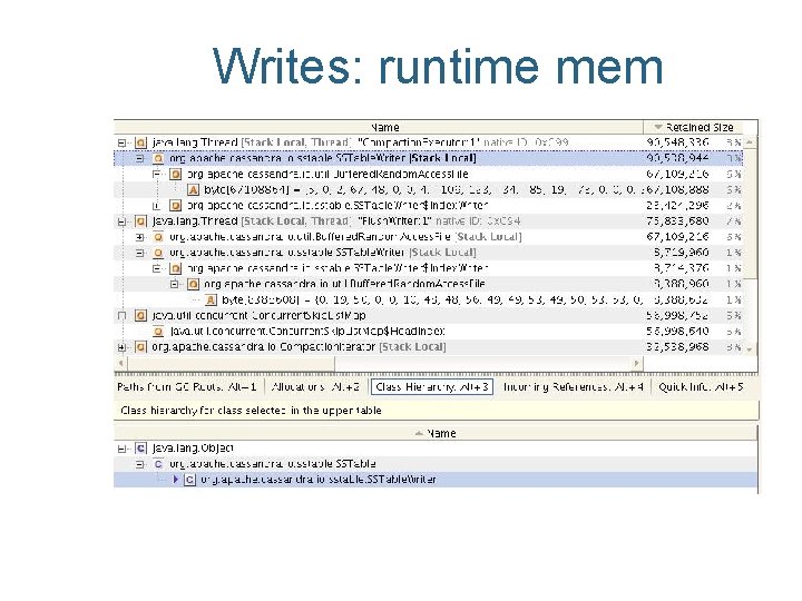 Writes: runtime mem 