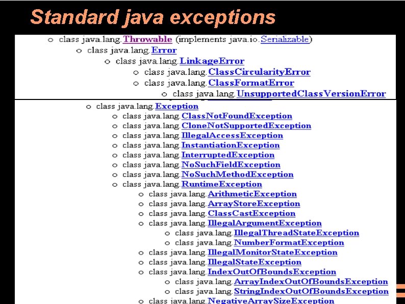 Standard java exceptions 