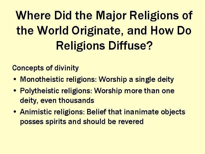 Where Did the Major Religions of the World Originate, and How Do Religions Diffuse?