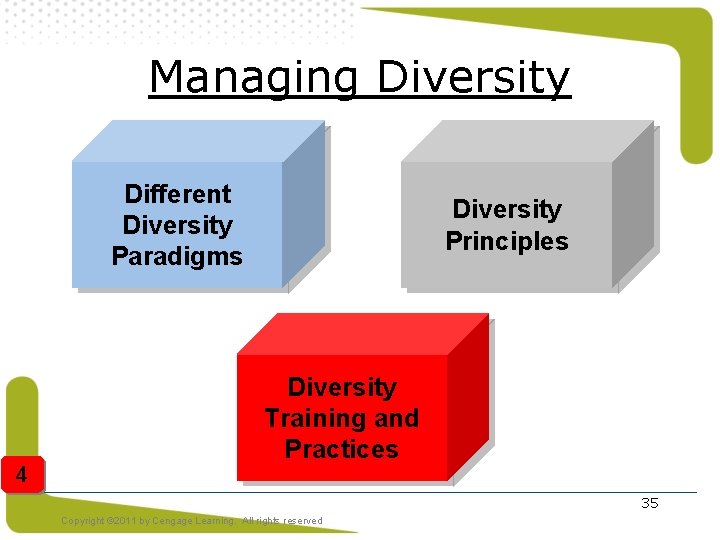 Managing Diversity Different Diversity Paradigms 4 Diversity Principles Diversity Training and Practices 35 Copyright