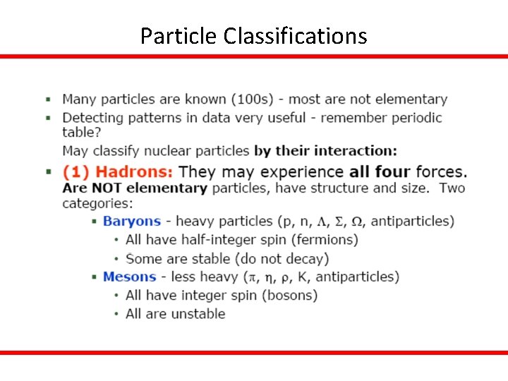 Particle Classifications 