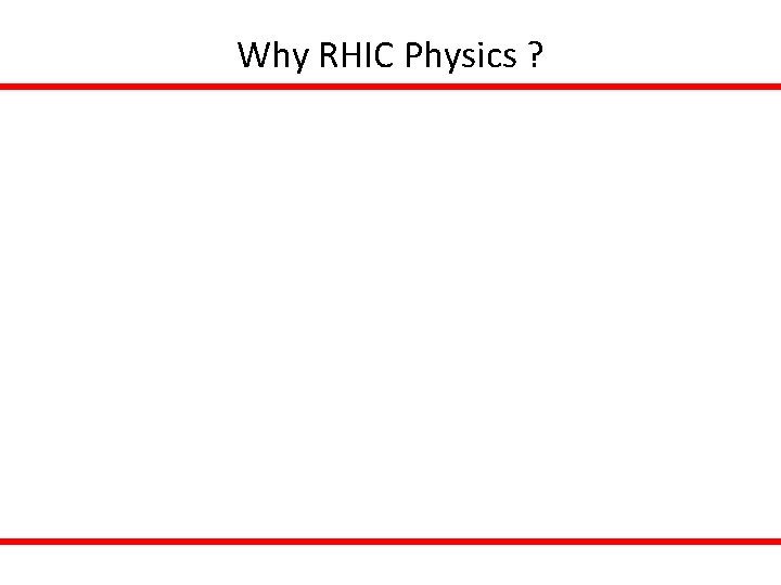 Why RHIC Physics ? 