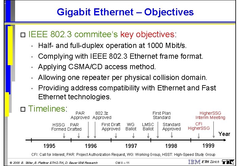 Gigabit Ethernet – Objectives IEEE 802. 3 commitee‘s key objectives: • • • Half-