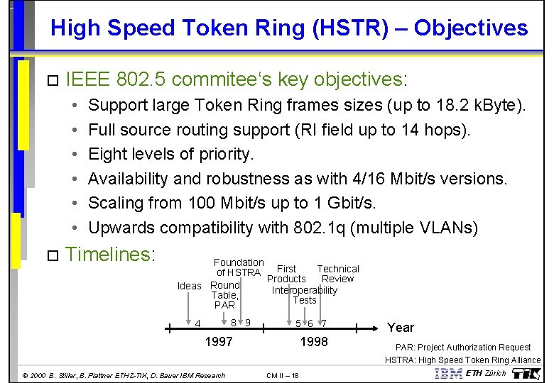 High Speed Token Ring (HSTR) – Objectives IEEE 802. 5 commitee‘s key objectives: •