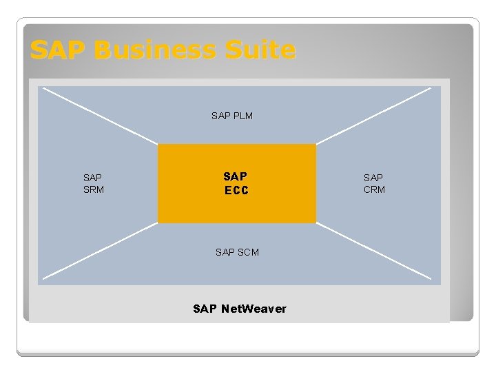 SAP Business Suite SAP PLM SAP SRM SAP ECC SAP SCM SAP Net. Weaver