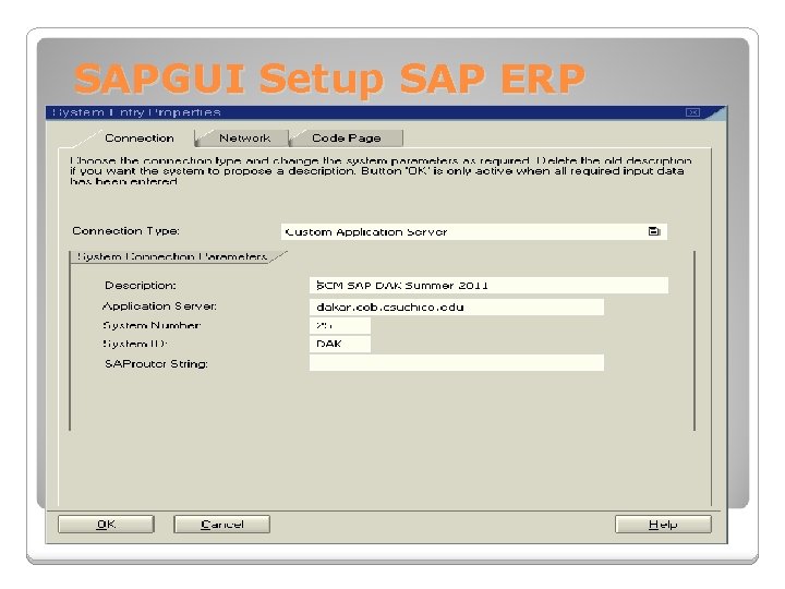 SAPGUI Setup SAP ERP 