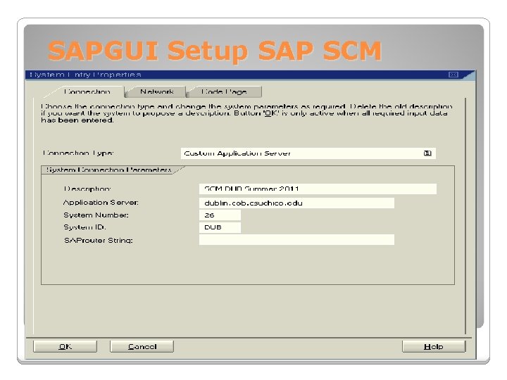 SAPGUI Setup SAP SCM 