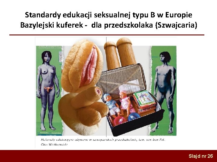 Standardy edukacji seksualnej typu B w Europie Bazylejski kuferek - dla przedszkolaka (Szwajcaria) Slajd