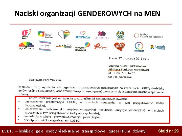 Naciski organizacji GENDEROWYCH na MEN LGBTQ – lesbijeki, geje, osoby biseksualne, transpłciowe i queer