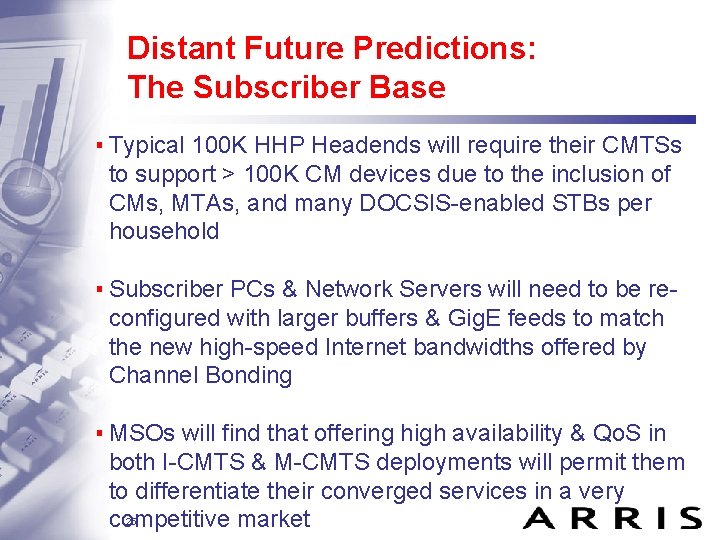 Distant Future Predictions: The Subscriber Base ▪ Typical 100 K HHP Headends will require