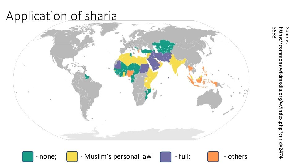 Application of sharia - Muslim’s personal law - full; - others Source: https: //commons.