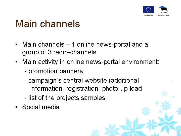 Sinu logo Main channels • Main channels – 1 online news-portal and a group