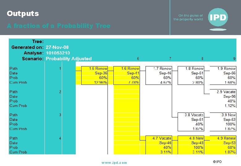 Outputs A fraction of a Probability Tree www. ipd. com © IPD 