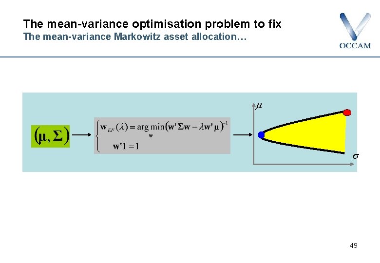 The mean-variance optimisation problem to fix The mean-variance Markowitz asset allocation… 49 