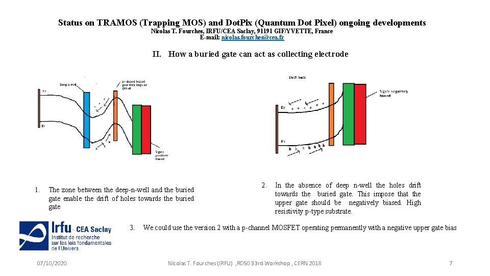 Status on TRAMOS (Trapping MOS) and Dot. Pix (Quantum Dot Pixel) ongoing developments Nicolas