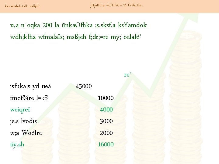 ks. Yamdok tall msßjeh j. Hjidhl; aj w. OHhkh- 11 f. Y%a. Ksh u,
