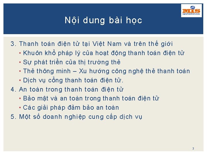 Nội dung bài học 3. Thanh toán điện tử tại Việt Nam và trên