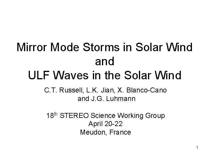 Mirror Mode Storms in Solar Wind and ULF Waves in the Solar Wind C.