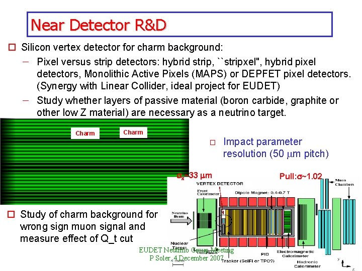 Near Detector R&D o Silicon vertex detector for charm background: Pixel versus strip detectors: