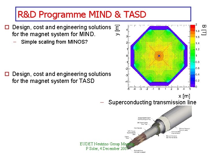R&D Programme MIND & TASD o Design, cost and engineering solutions for the magnet
