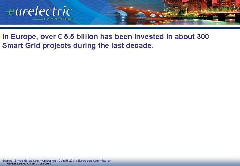 In Europe, over € 5. 5 billion has been invested in about 300 Smart