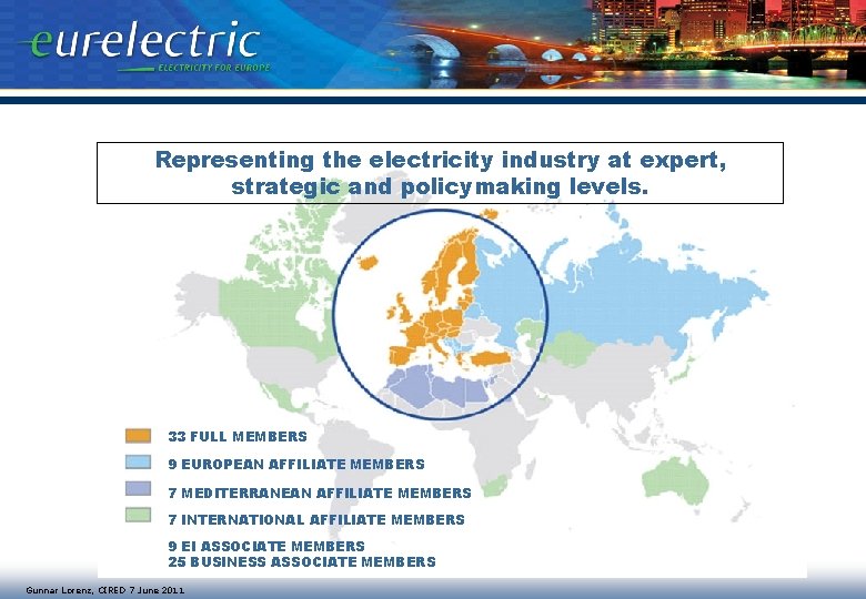 Representing the electricity industry at expert, strategic and policymaking levels. 33 FULL MEMBERS 9