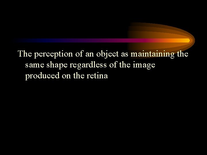 The perception of an object as maintaining the same shape regardless of the image