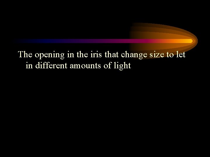 The opening in the iris that change size to let in different amounts of