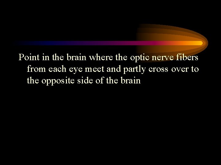 Point in the brain where the optic nerve fibers from each eye meet and