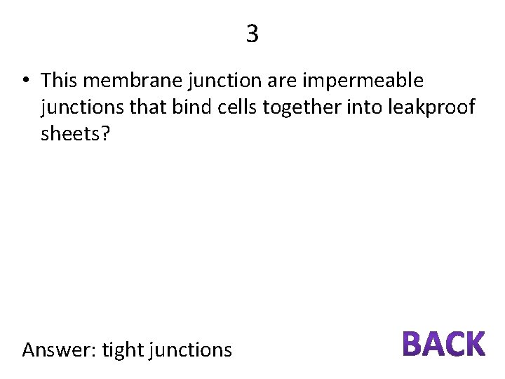 3 • This membrane junction are impermeable junctions that bind cells together into leakproof