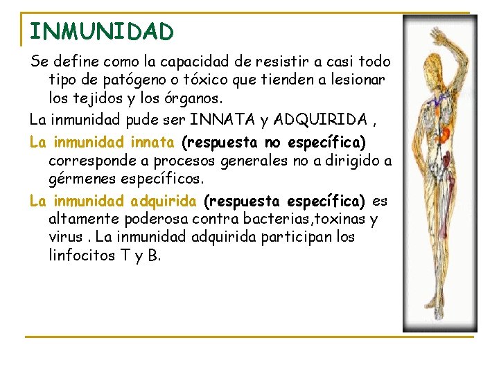 INMUNIDAD Se define como la capacidad de resistir a casi todo tipo de patógeno