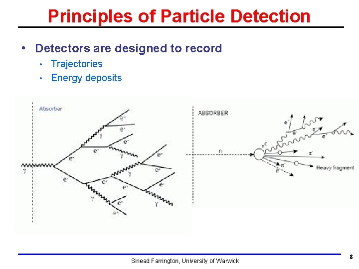 Principles of Particle Detection • Detectors are designed to record Trajectories • Energy deposits Principles of Particle Detection • Detectors are designed to record Trajectories • Energy deposits