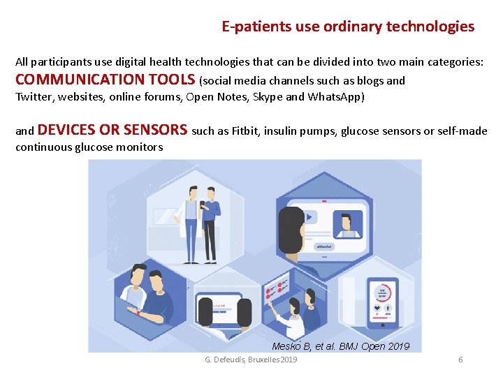 E-patients use ordinary technologies All participants use digital health technologies that can be divided